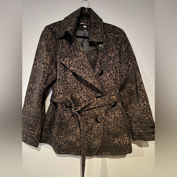 Roz & Ali Dark Patterned Trench Coat - Picture 8 of 13